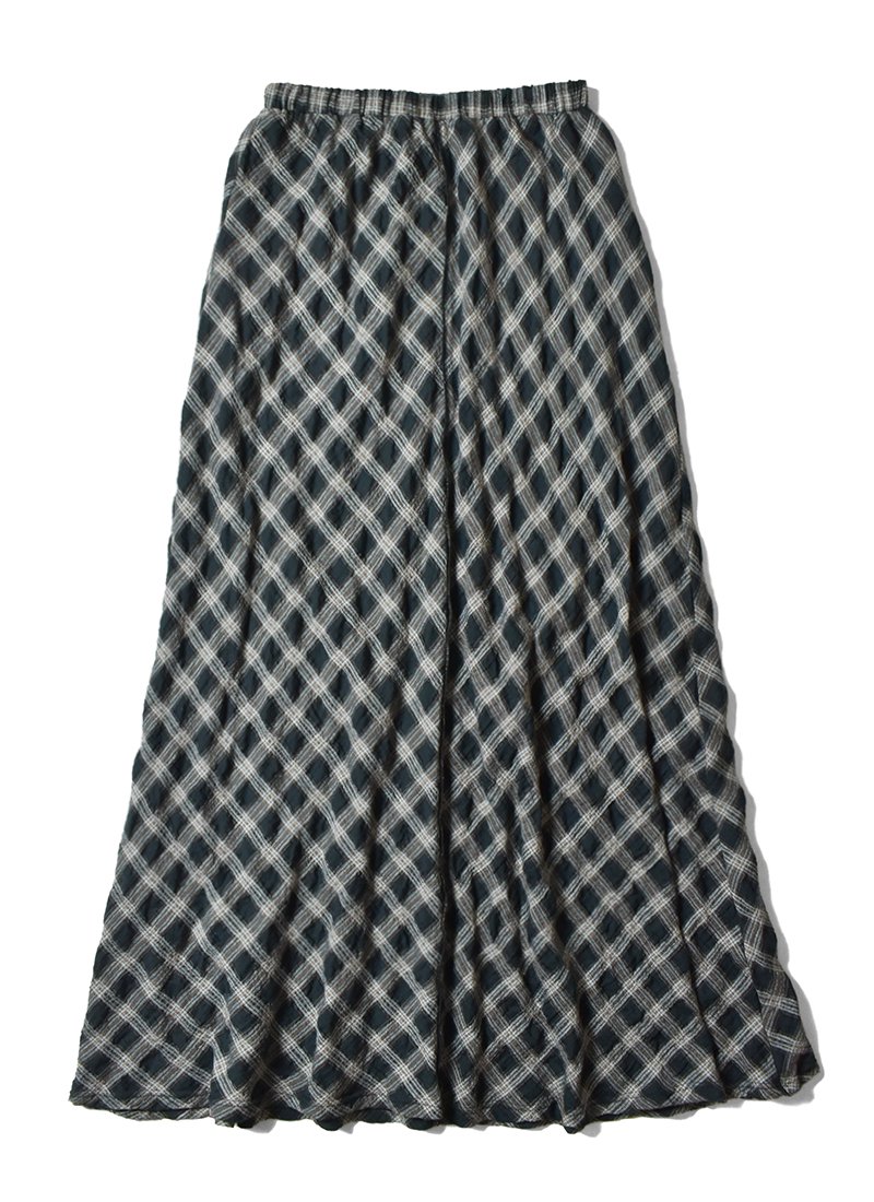 USED Argyle Plaid Long Skirt AT-6