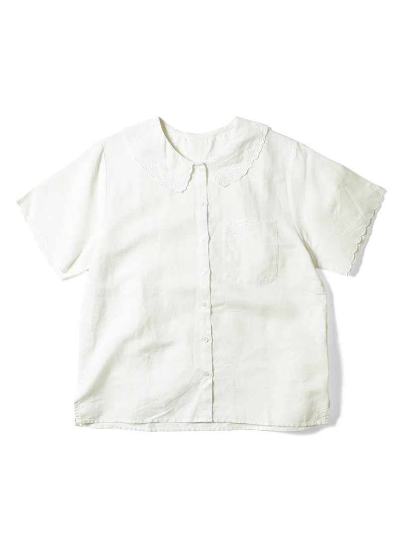 USED Cotton Frilly Blouse BK-4