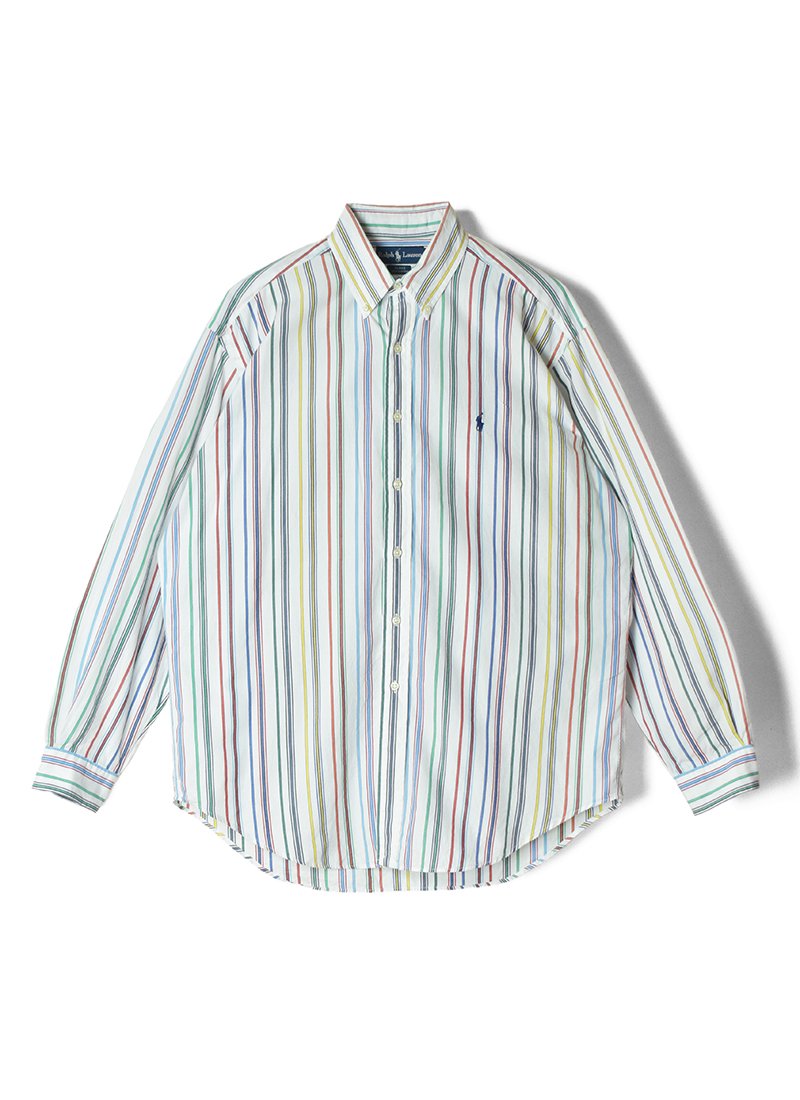 USED RALPH LAUREN Stripe B.D.Shirt BL-33