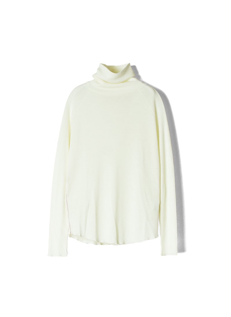 MEYAME Washable Wool Rib Turtle Neck Pullover
