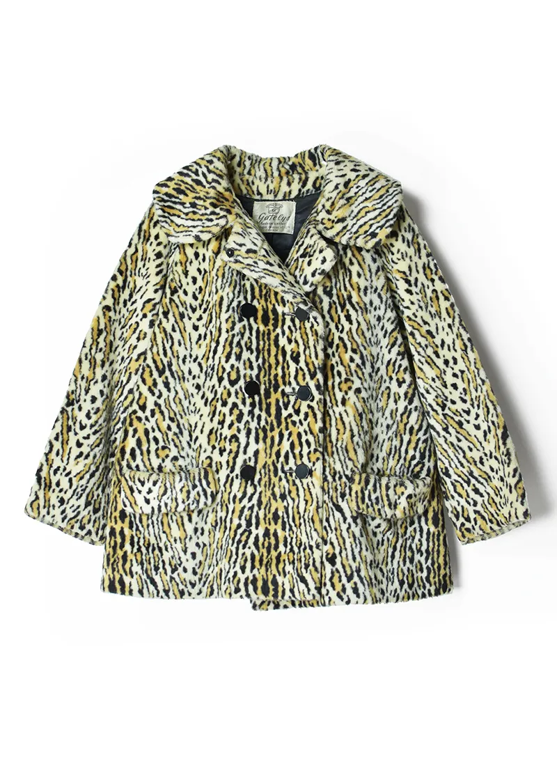 USED Leopard Double Breasted Fur Coat BX-44