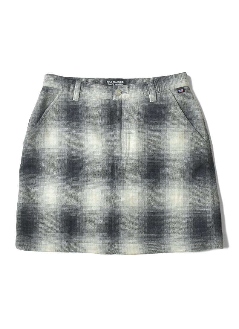 USED Ombre Check Wool Mini Skirt BZ-6