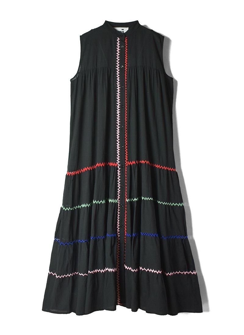 Mii Collection Hand Embroidered Sleeveless Long Dress