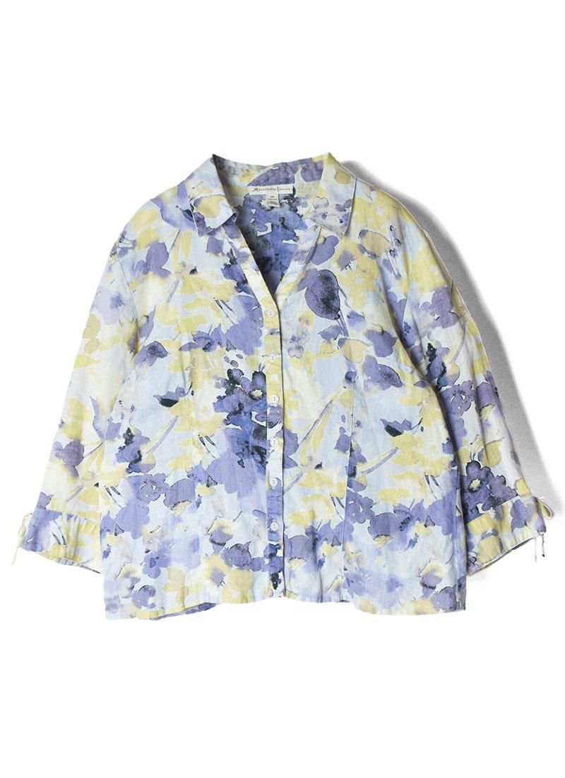 USED Floral Print Linen Blouse CT-10