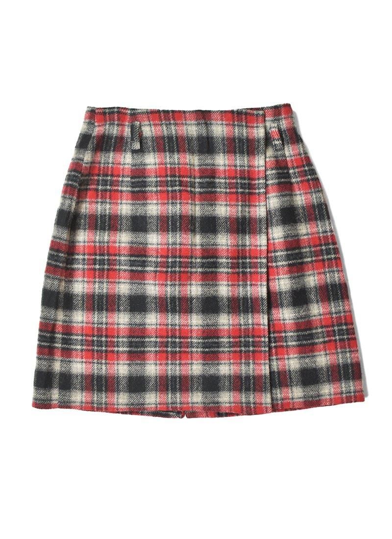 USED Eddie Bauer Ombre Check Wool Mini Skirt DC-22