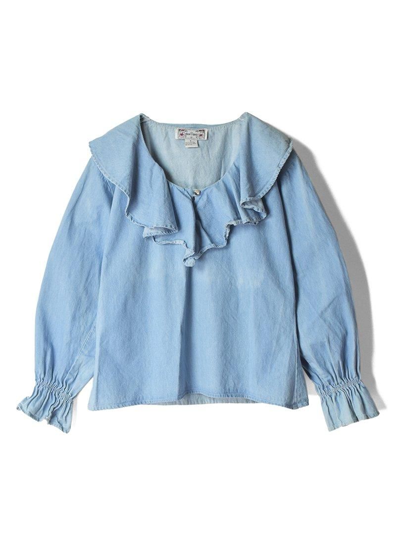 USED Chambray Frilly Blouse CG-9