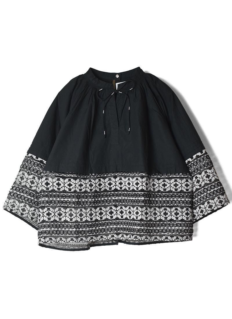 SARA MALLIKA Cotton Border Gather Lace Top