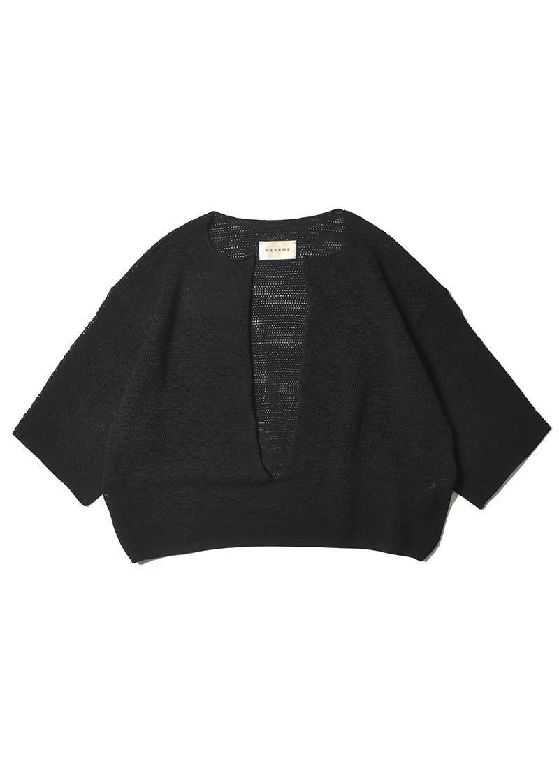 MEYAME Long Slit Half-Sleeve Knit
