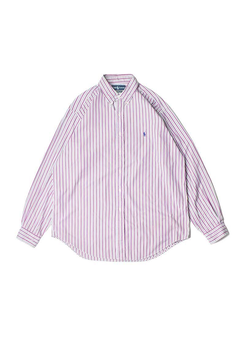 USED RALPH LAUREN Stripe B.D.Shirt DY-37