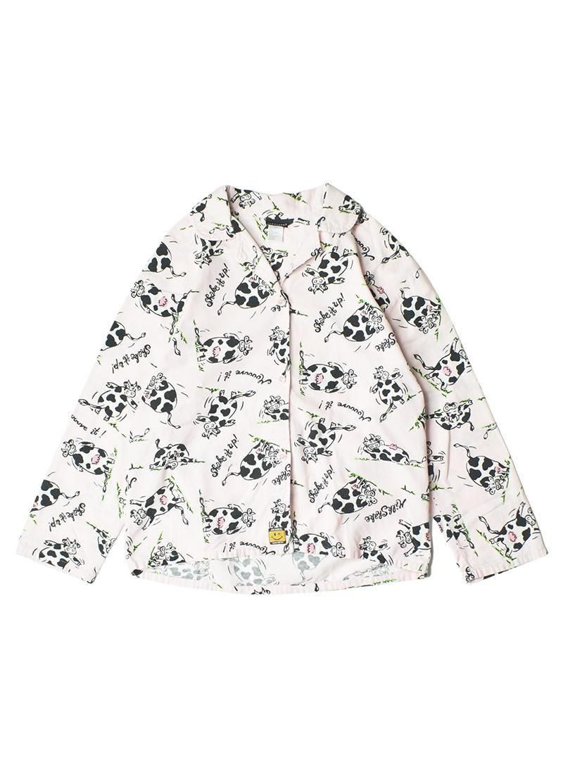 USED Cow Pattern Print Sleeping Shirts DX-10