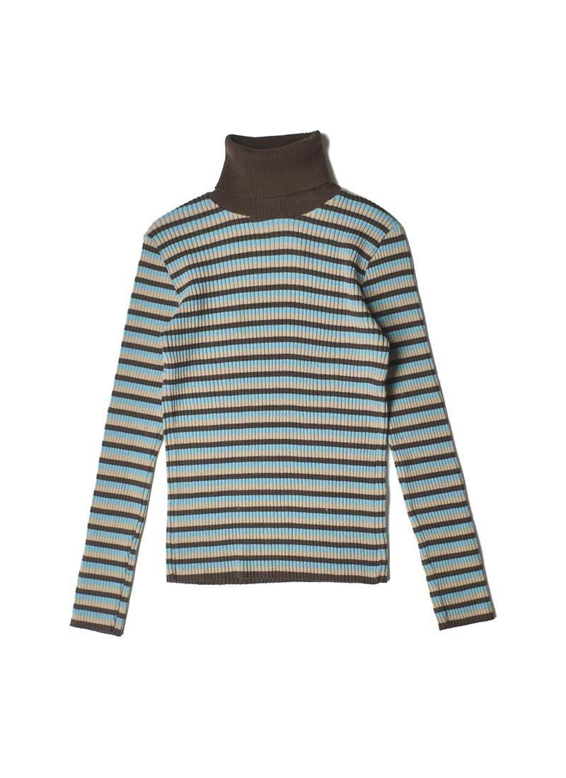 USED Multi Border Rib Turtle neck DY-7