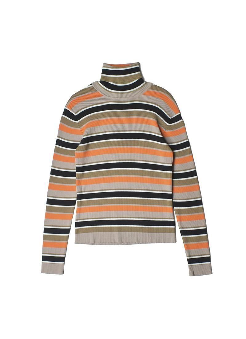 USED Multi Border Rib Turtle neck DY-9