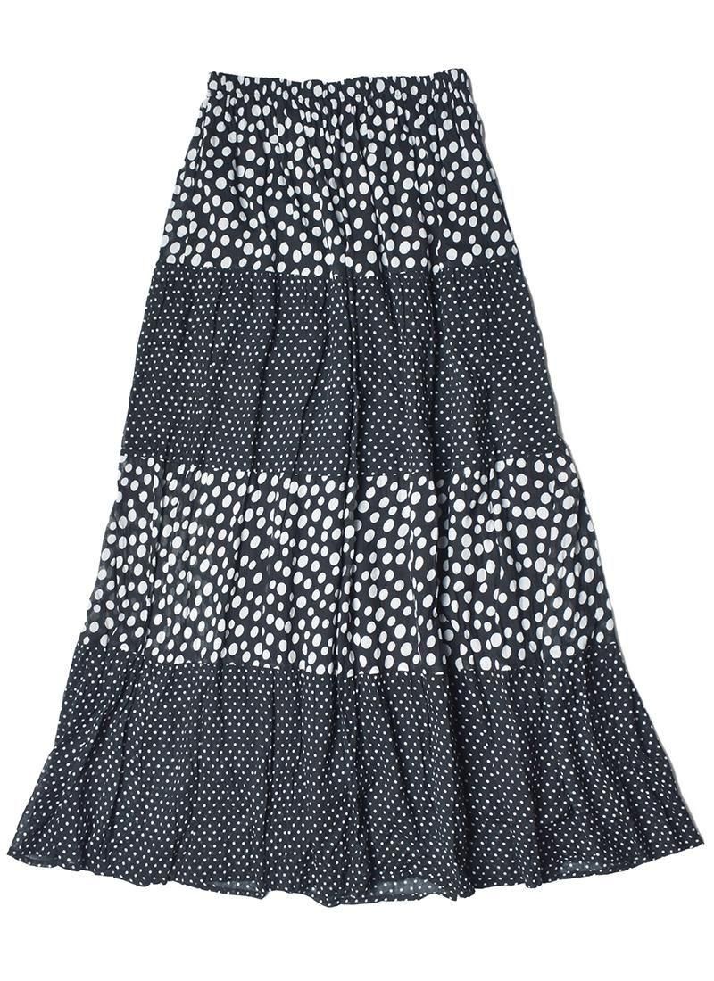 USED Dot Print Tiered Long Skirt EC-6