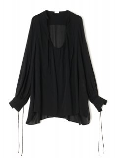 Rito （21AW）CUPRO FRONT-GATHERED BLOUSE　BLK