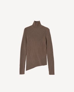 rito structure22AW ASYMMETRY HIGH-NECK KNIT TOPBROWN