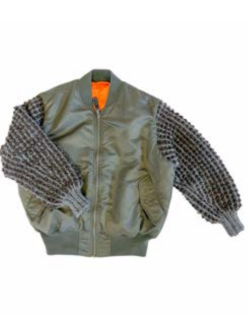 <img class='new_mark_img1' src='https://img.shop-pro.jp/img/new/icons1.gif' style='border:none;display:inline;margin:0px;padding:0px;width:auto;' />BLESS   SLEEVEBOMBER NYLON/ KNITOLIVE/ GREY