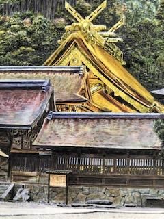 ご当地ポストカード（出雲大社・黄金に光り輝くご本殿） - 神在