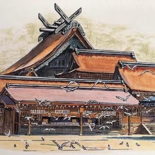 ご当地ポストカード（出雲大社・本殿と鳩） - 神在之里本舗