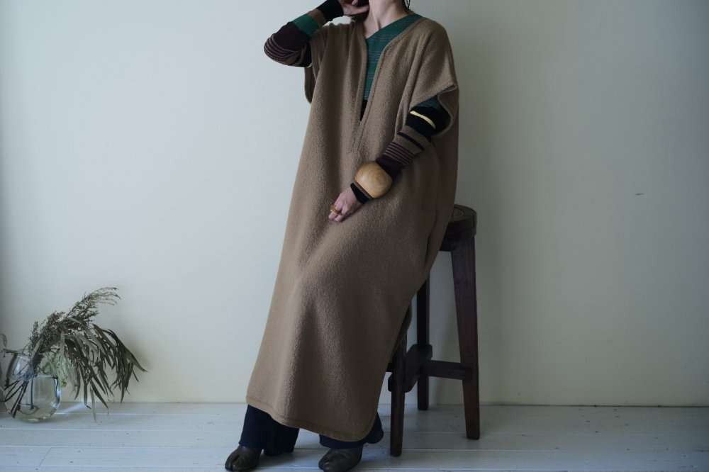 Cristaseya Felted Wool Caftan Dress-5cm Shorter 