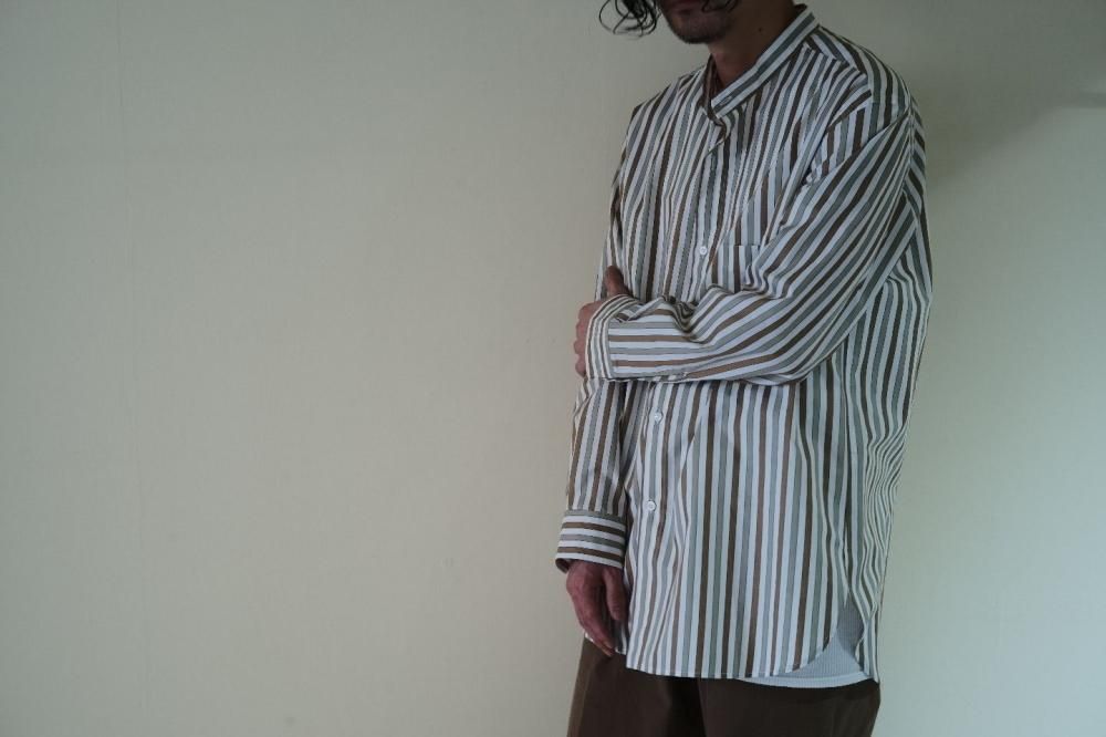 【Cristaseya】STRIPED COTTON MAO SHIRT M