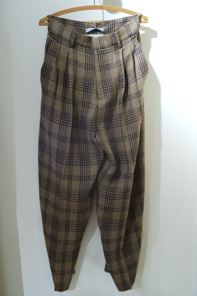 cristaseya double pleated wide pants (noisette with brown check)