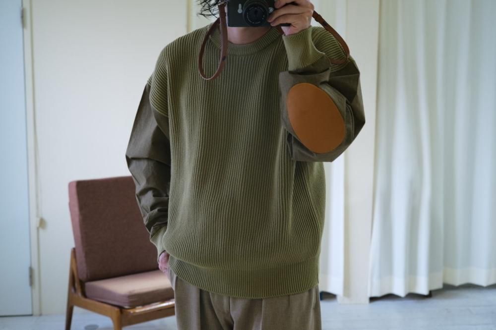 cristaseya cotton sweater with leather patch cristaseya cotton sweater with leather patch