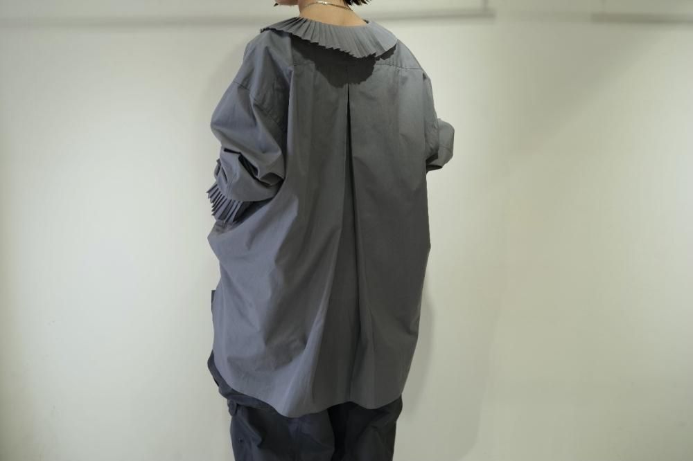 jun mikamiジュンミカミtie collar blouse JUN MIKAMI / pleats collar shirt gray - RAT HOLE