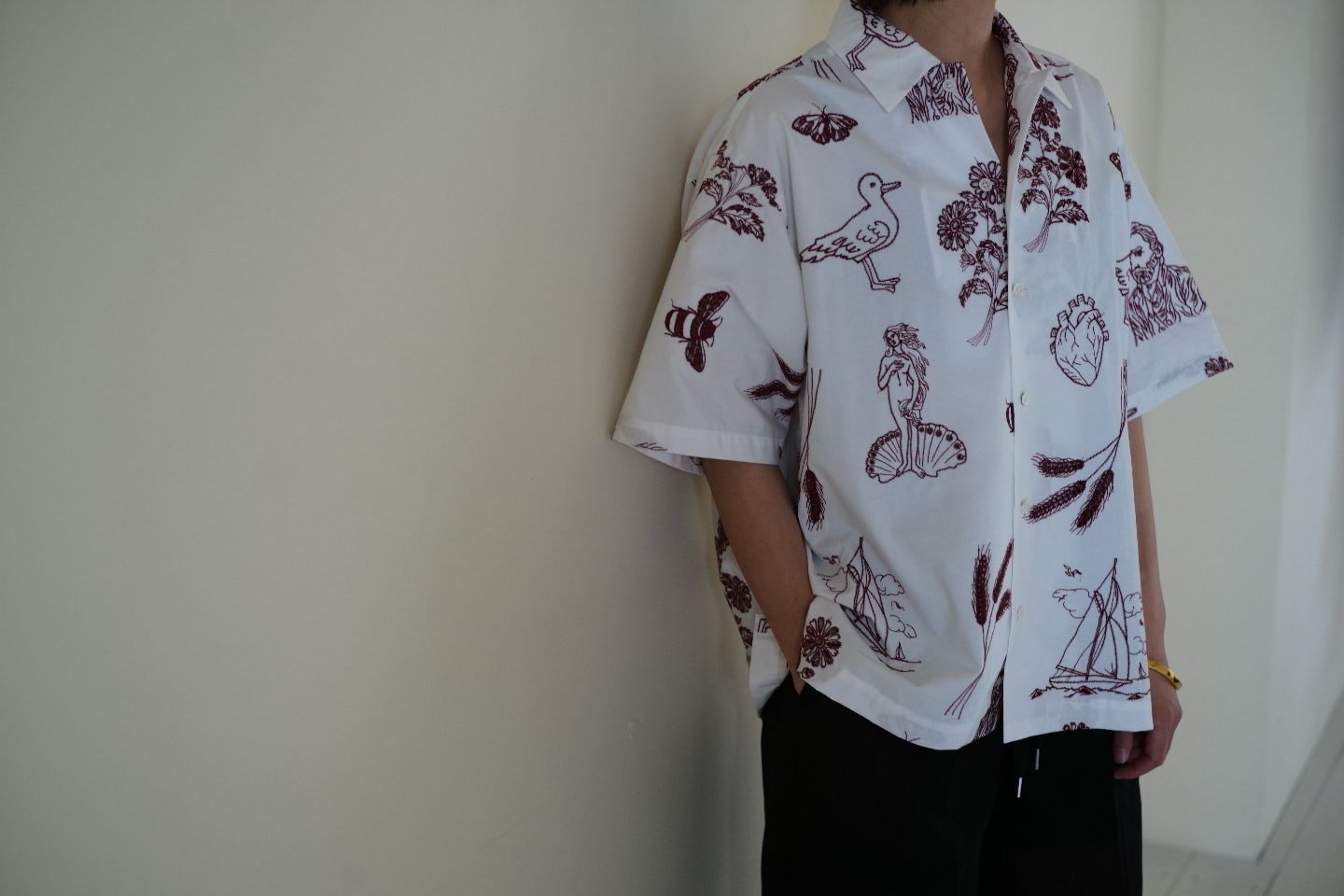 JONNLYNXvacation embroidery shirts  / white