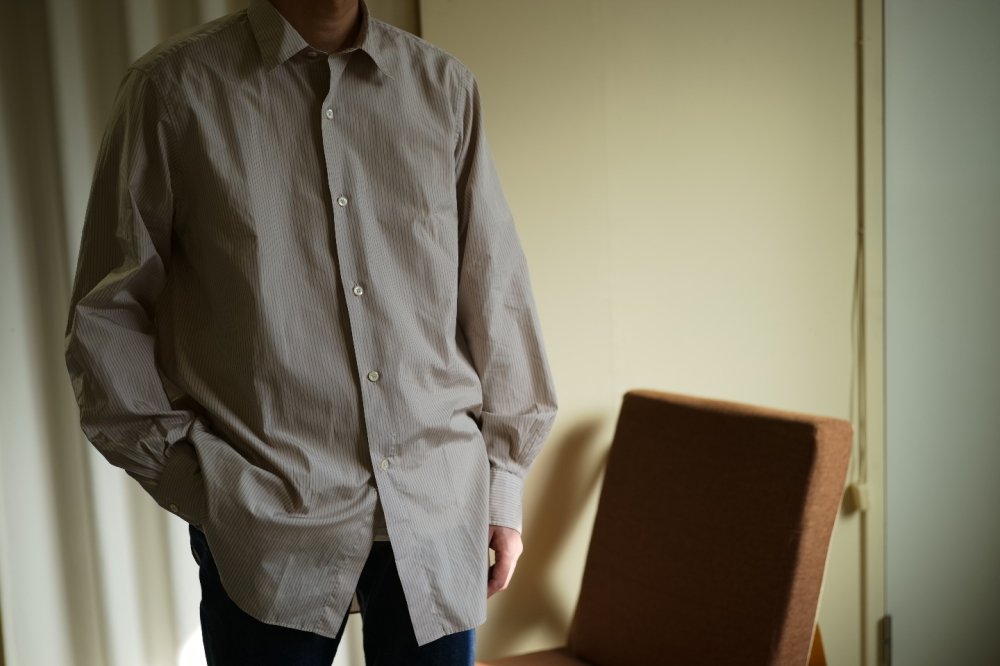 MAATEE & SONS ELIZABETH REGULAR COLLAR SHIRT STRIPE GARMENT DYED 