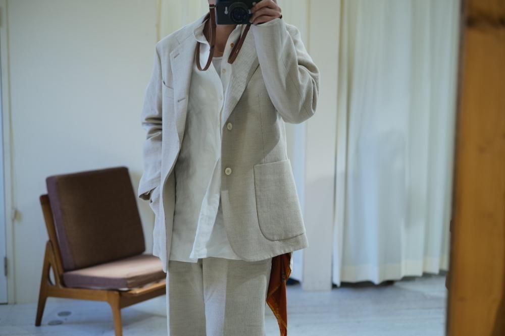 強撚LINEN HERRINGBORN TAILORED JKT 強撚LINEN HERRINGBORN TAILORED JKT