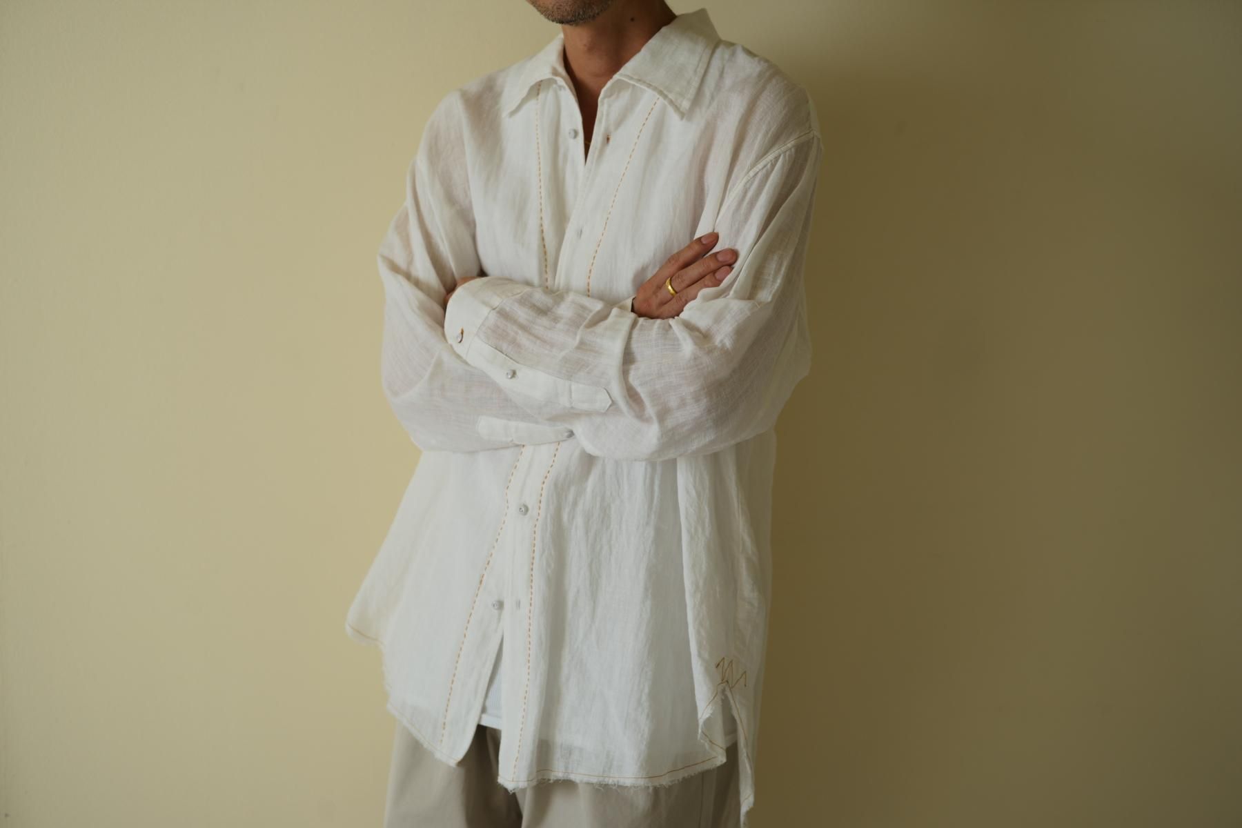 NICENESS CHOCOLATE カディ リネンコットンシャツ NICENESS CHOCOLATE インドカディ リネンコットンシャツ(WHITE)