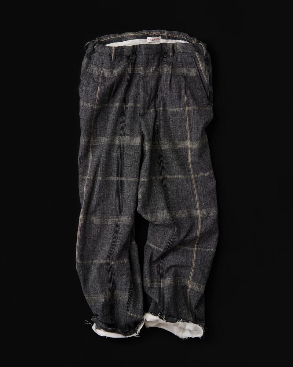 NICENESS ALI イージーパンツ カディチェック CHARCOAL NICENESS ALI イージーパンツ カディチェック CHARCOAL