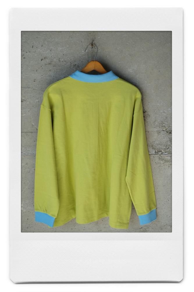 REVERBERATE ポロシャツ ZIP LONG SLEEVE POLO REVERBERATE ZIP LONG SLEEVE POLO (GREEN-BLUE)