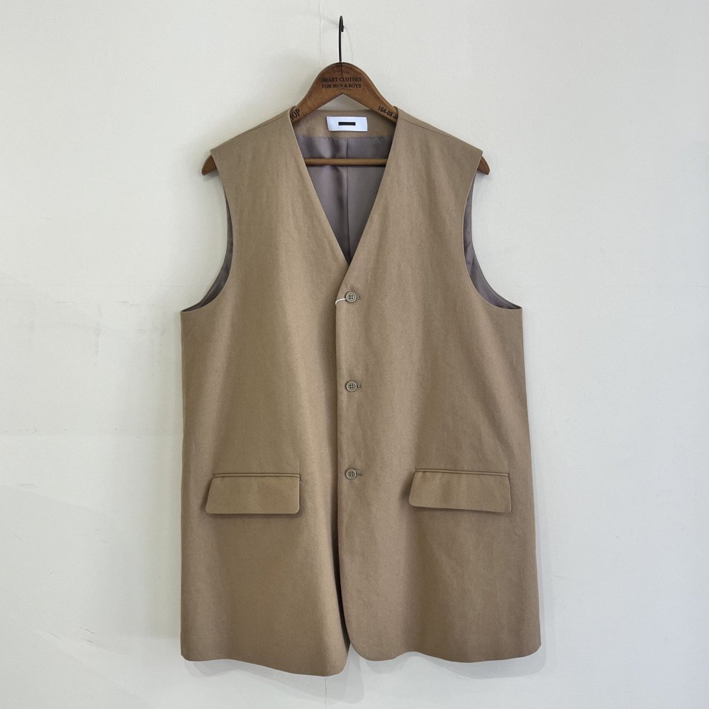 REVERBERATE LONG TAILORED WAISTCOAT (BEIGE)