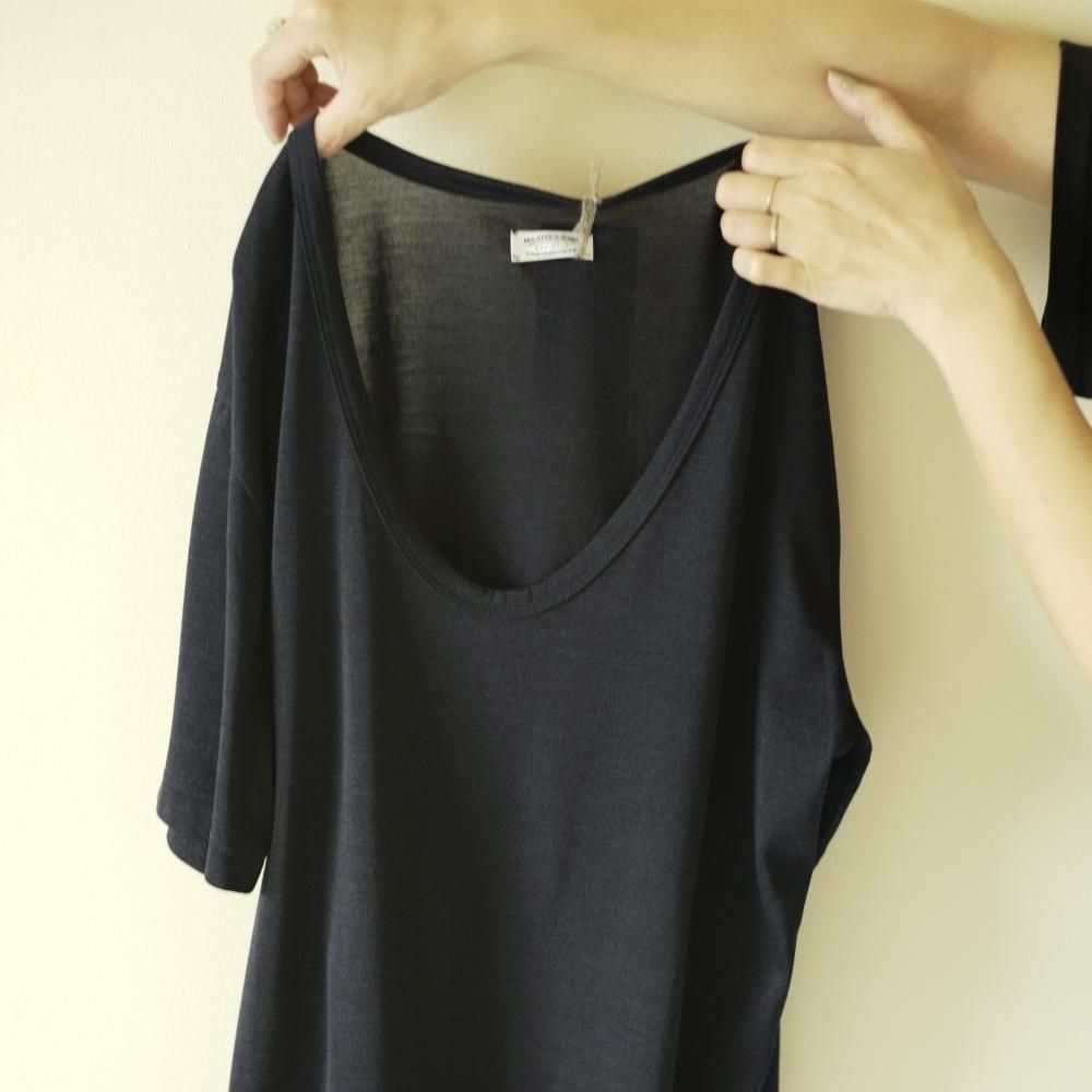 T*Y様 Maatee&sons SILK U NECK UNDERWEAR MAATEE&SONS SILK U NECK UNDERWEAR NAVY TOP