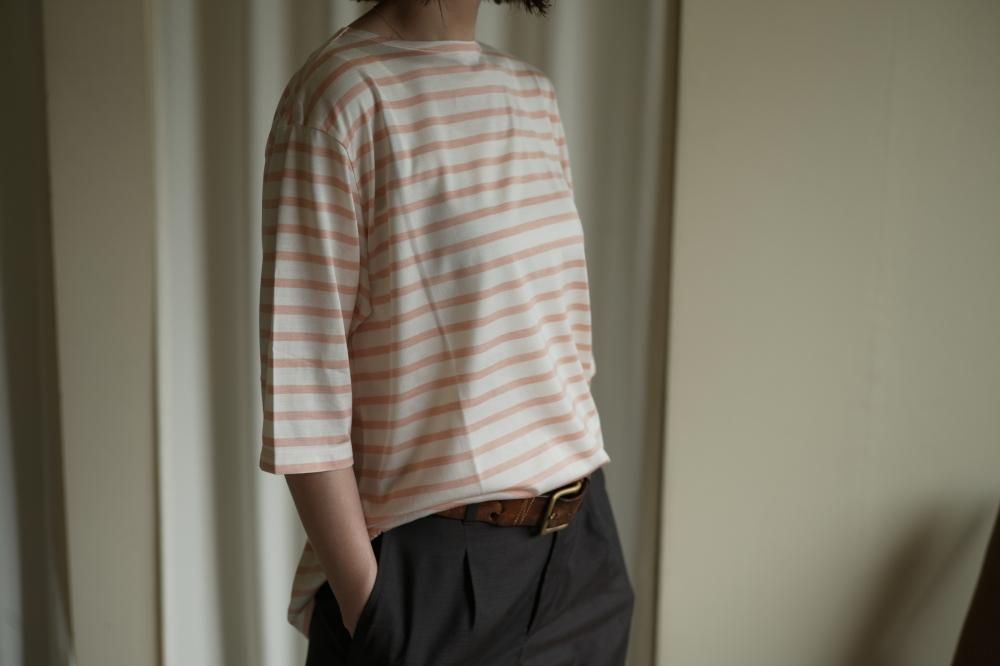 MAATEE&SONS SILK BOAT SHORT SLEEVE WHITEPINK