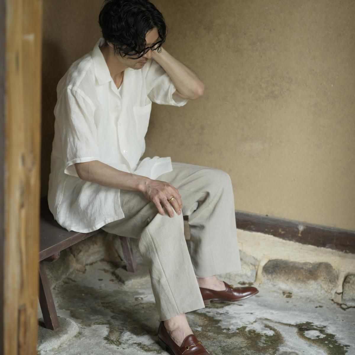 MAATEE&SONS S/S OPEN COLLAR SHIRTS ドS LINEN MAATEE&SONS S/S OPEN COLLAR SHIRTS ドS LINEN