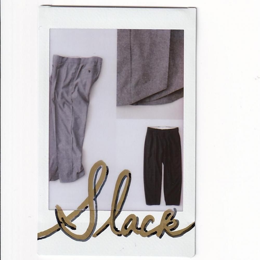 NICENESS SLACK Wool Silk Chambray Flying V Trousers