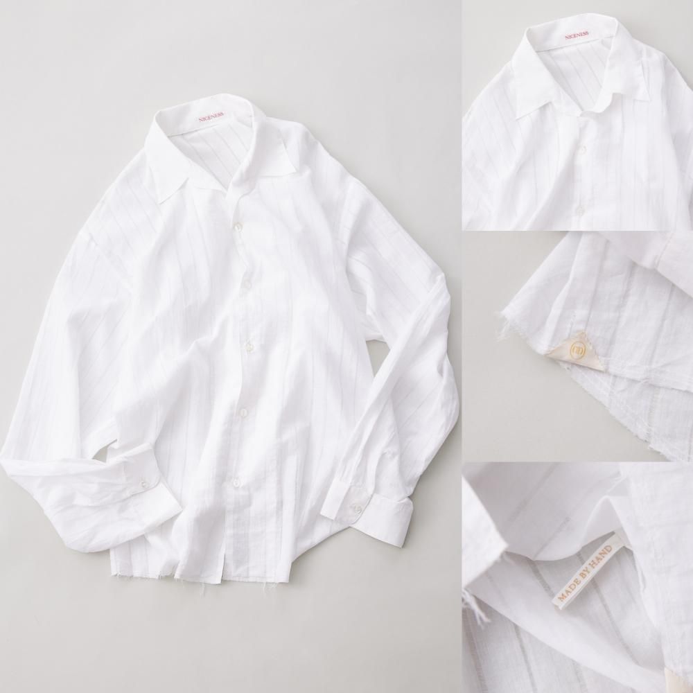 NICENESS 25SS D.CASTELINO Open Collar Shirt Pull Stripe Khadi