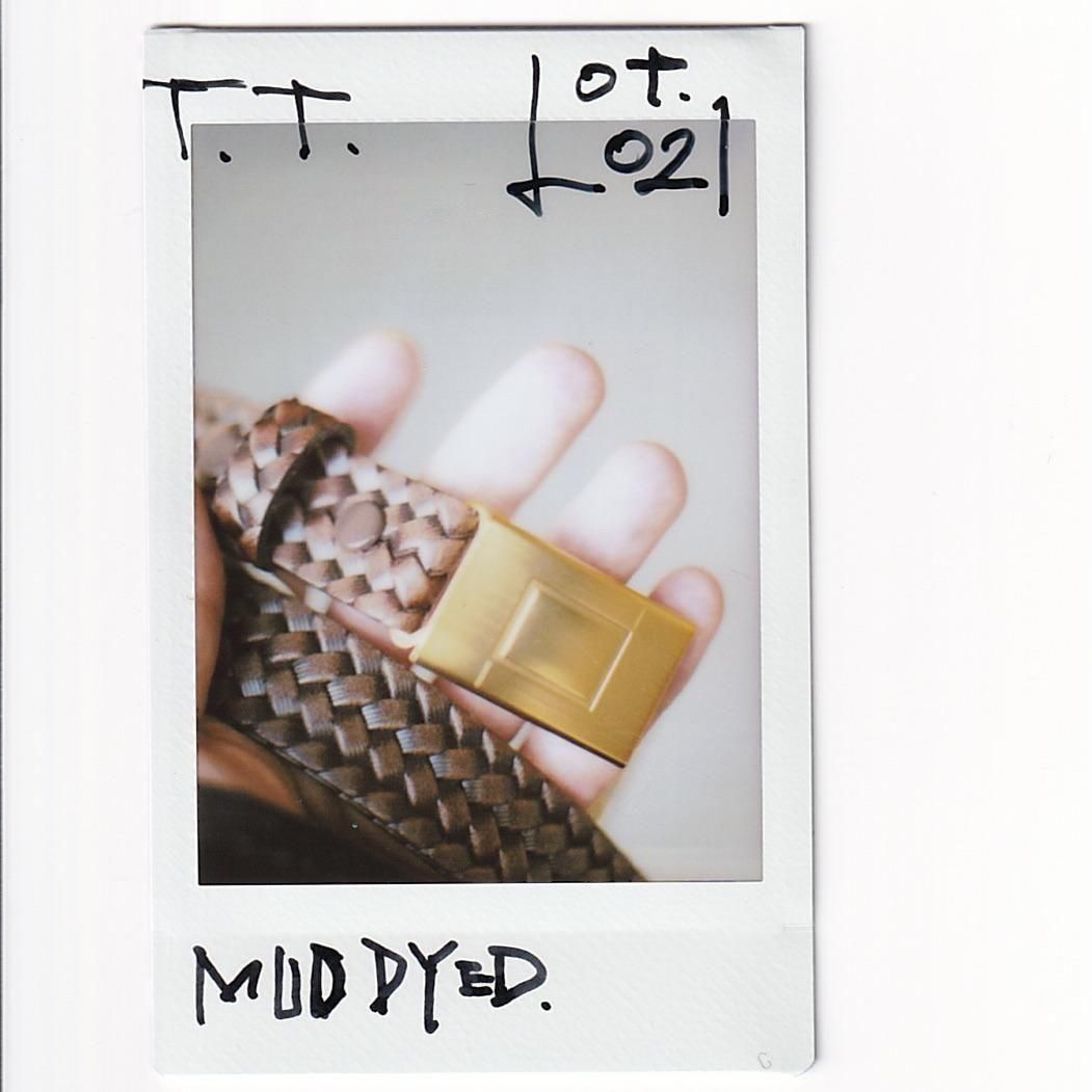 T.T LOT.021 BASKETWEAVE PATTERN BELT Mud Dyed Brown
