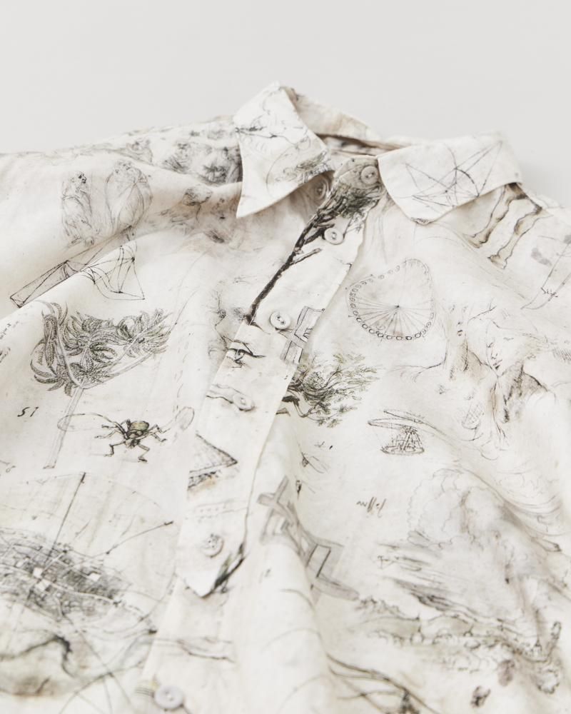 NICENESS 25AW V.IOMMI Printed Detachable Collar Long Shirt