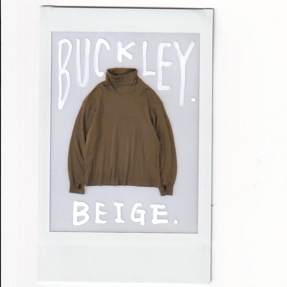 NICENESS BUCKLEY Cotton Cashmere Loose Mock Neck L/S Tee BEIGE