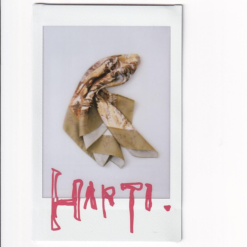 NICENESS HARTI 13 Screens Printed Silk Scarf KHAKI