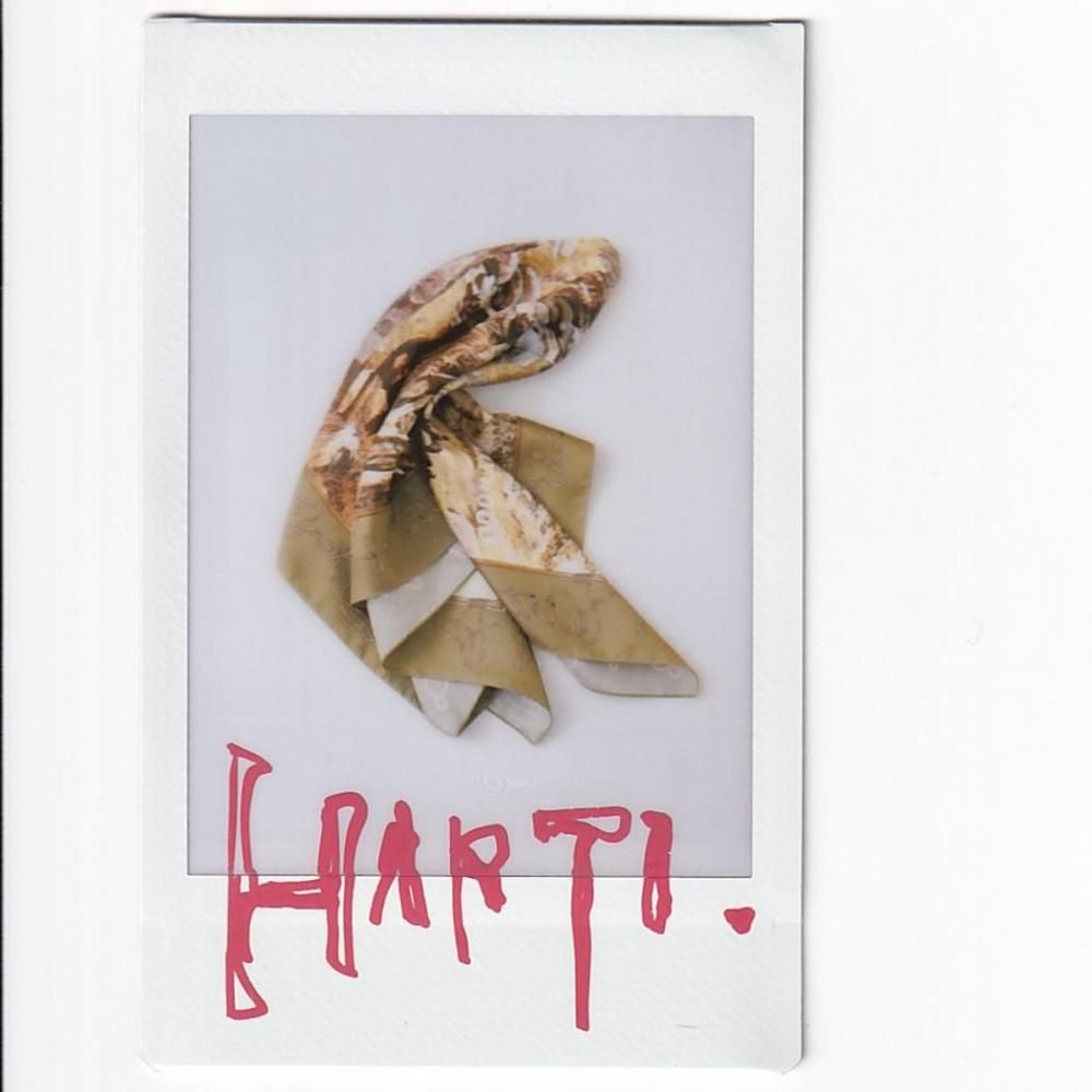 NICENESS HARTI 13 Screens Printed Silk Scarf KHAKI