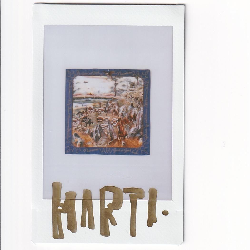 NICENESS HARTI 13 Screens Printed Silk Scarf NAVY