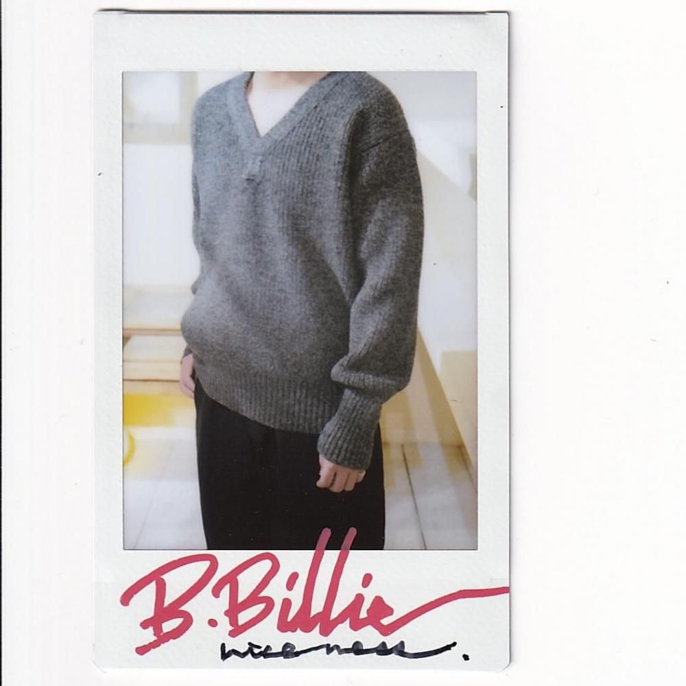 B.BILLIE Wool Chambray Mechanical Beach Sweater GRAY