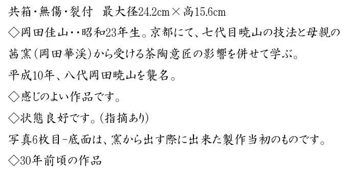 祥瑞山水花鳥文釣瓶水指 岡田佳山(暁山)