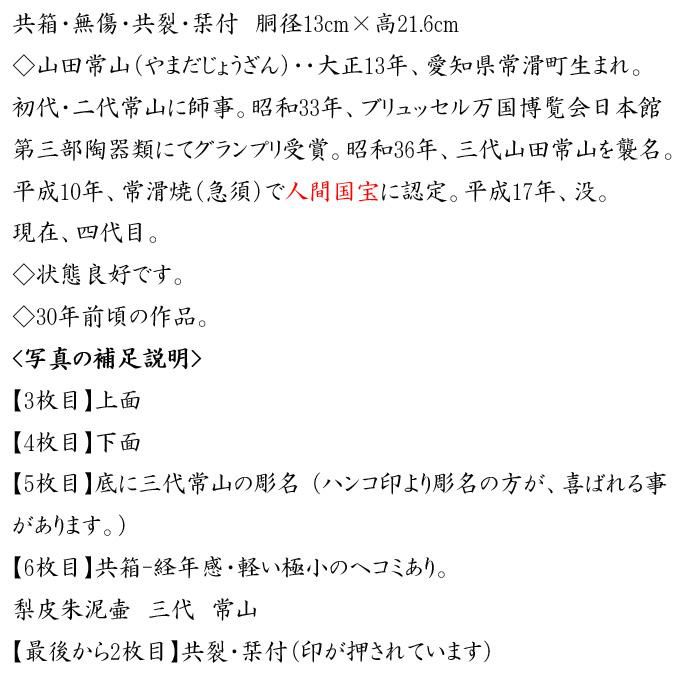 梨皮朱泥壷 人間国宝 三代 山田常山 造