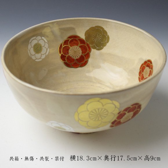 高さ約45㎝江戸期 初代真清水蔵六 色絵人物図 煎茶碗 5客 箱付