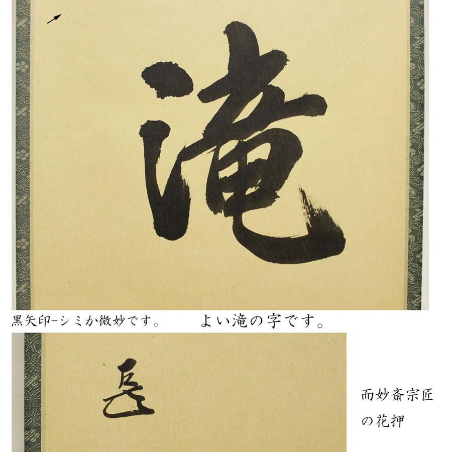 青楓図「滝」 竪物 軸 画賛-而妙斎 筆